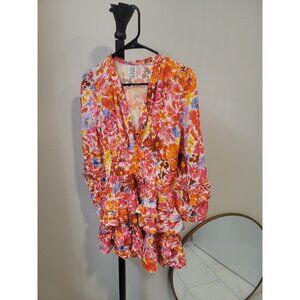 Cake For Dinner Floral Mini Dress Ruffle Long Sleeve XS